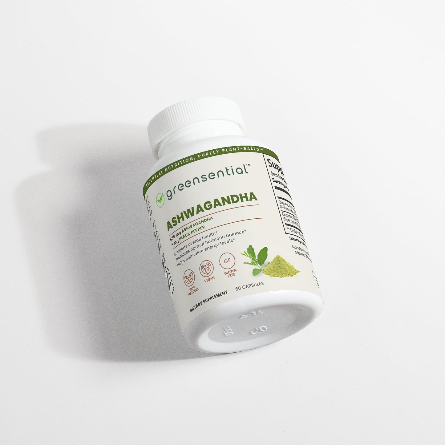 Organic Ashwagandha 1,300mg Daily with Black Pepper – 60 Capsules