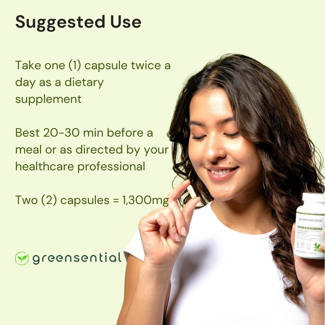 Organic Ashwagandha 1,300mg Daily with Black Pepper – 60 Capsules