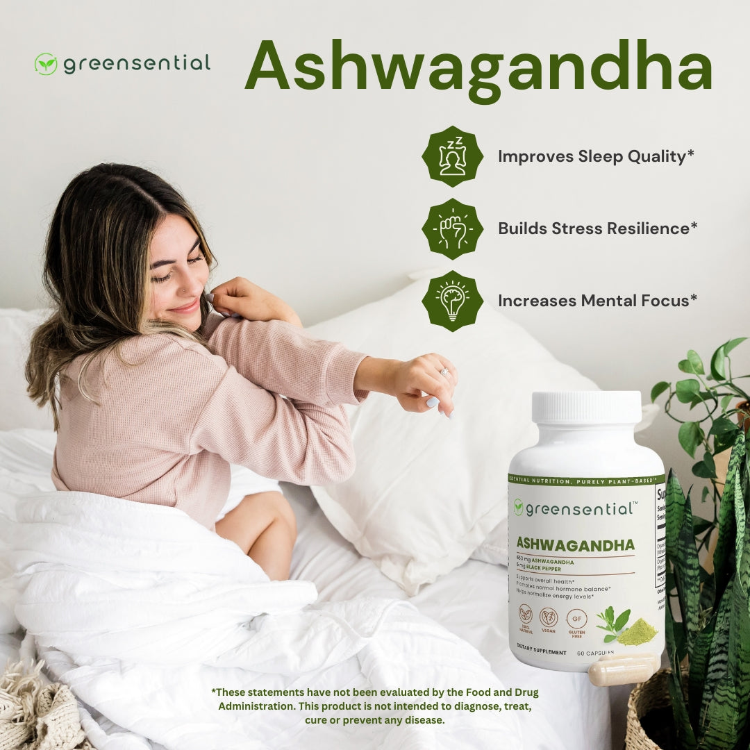 Infographic with a photo of a well-rested woman, listing product benefits
