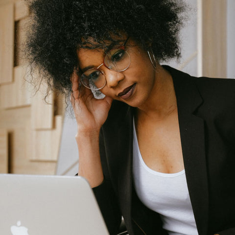 A woman looks stressed
